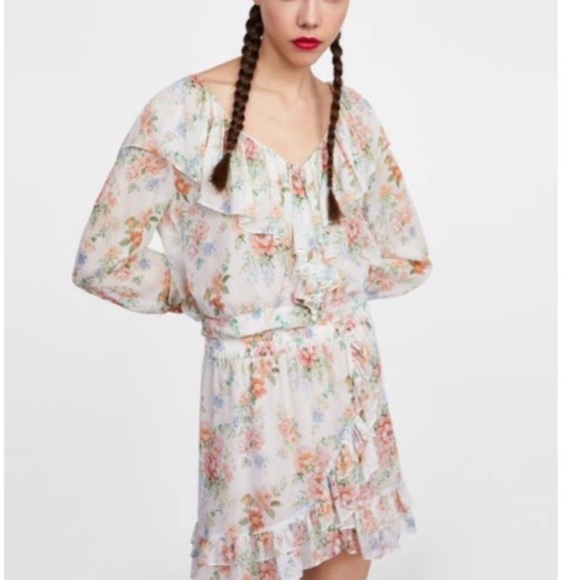 Zara Floral Ruffled Mini Skirt - Picture 9 of 14